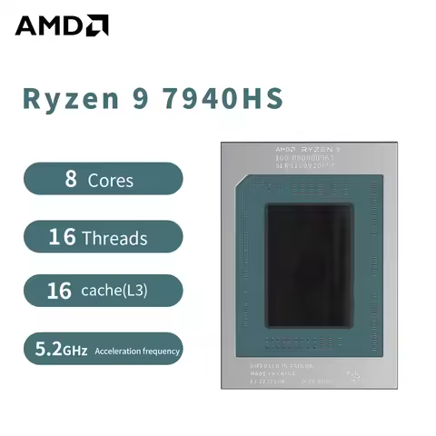 AMD R9 7940HS Laptop CPU Ryzen 9 7940HS Processor 5.2GHz 8-Core 16-Thread 8MB Game Cache 4NM 54W FP7