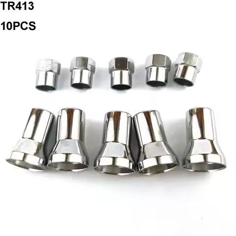 10pcs Auto Accessories Chrome Tyre Valve Stem TR413/TR414 Left Right Front Rear Tire Valve Sleeve Co