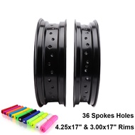 Motorcycle Aluminum Front 3.00x17 Inch Rear 4.25x17 Inch Wheels Rims Motocross 36 Spokes Holes 3.00*