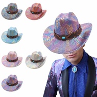 JN Winter Autumn Cowgirl Hat Western Hat Colorful Travel Hat Festival Accessories