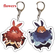 Flowers Cute Genshin Impact Game Character Acrylic Keychain Sayu Yoimiya Kazuha Kamisato Ayaka Rosaria Figures Pendant Keyring