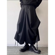 Yamamoto Style Dark Niche Irregular Three-Dimensional Wide-Leg Pants Skirt Pants Drawstring Black Wa