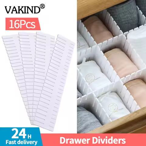 16pcs Drawer Separators 37x7cm Plastic Drawer Organizer Dividers Flexible Dresser Separators for Soc