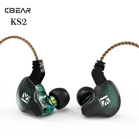 KBEAR KS2 Wired Earphones – Dual-Magnetic Circuit Dynamic Driver Gaming Earphones – In-Ear Monitor E