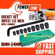 Socket Box Set 10pcs / 1/2 Inch L Type Spanner Box / Socket Box Wrench Set (8mm - 21mm)