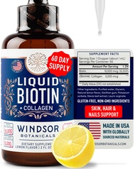 Liquid Biotin for Hair Growth Collagen - Biotin Liquid 10,000mcg Collagen 5,000mcg Extra Strength Li