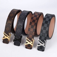 Men's belt Men's belt Men's belt Genuine Leather Smooth Buckle lv belt Men's Korean Version Social All-match Casual Middle-aged Young Middle-aged