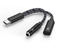 iPhone 15 Headphone Adapter, 2-in-1 USB C to 3.5mm Audio Aux Jack with PD 60w Fast Charging Adapter 