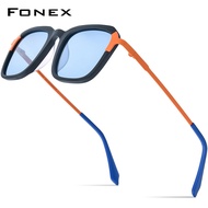 FONEX แว่นกันแดดอะซิเตทไทเทเนียมสีสันสดใสสำหรับผู้ชาย2023แบบเรียบง่ายแฟชั่นรุ่นใหม่ UV400สี่เหลี่ยมแว่นตากันแดดผู้หญิงเฉดสี F85786T
