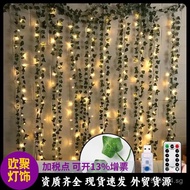 Plant Live Background Leaves Wedding Celebration String Curtain Lights String Lights Green Leaves Wh
