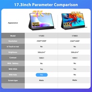 UPERFECT 17.3  Portable Monitor Computer Display 2560 x 1440  laptop monitor extender  IPS HDR Type-C Mini HDMI For PS4 Xbox Switch Laptop PC Mac With Vesa