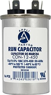 Appli Parts Run Capacitor for ac 12 Mfd uF (microfarads) 370 VAC or 450 VAC CBB65 Round Universal fi