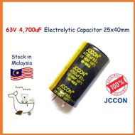63V 4700uF 4,700uF Electrolytic Capacitor Kapasitor Elco 25x40mm JCCON Horn