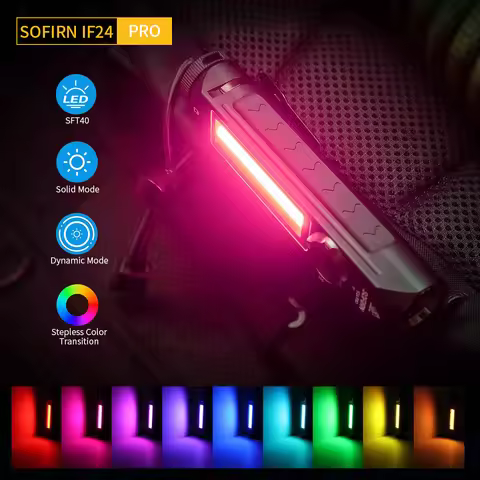 New Sofirn IF24 PRO SFT40 LED 1800lm Flashlights 18650 Rechargeable RGB Buck Driver Flood Spot Torch