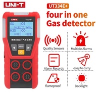UNI-T เครื่องตรวจจับก๊าซการรั่วไหลของ UT334ชุด4 In 1ทดสอบก๊าซ O2 H2S CO EX คาร์บอนมอนอกไซด์เมตรคุณภา