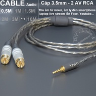 Dây live stream cho iPhone Android 3.5mm ra 2 RCA thu âm cho Mixer Loa Âm ly 0.5 đến 10 mét - Cáp 3.