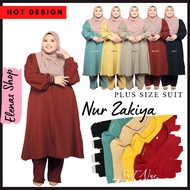 ES HASNURI NUR ZAKIYA Abaya Jubah Muslimah Set Baju dan Seluar Suit Plus Size Ironless Umrah 3xl 4xl 5xl black red green