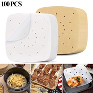 100pcs Air Fryer Parchment Paper, 7 to 8.5 Inch Perforated Unbleached Square Air Fryer Liners,Steami