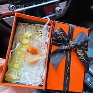 彩虹浣熊冰山杯漂浮瓶鎖匙扣(咖色+橘禮盒+拉菲草）