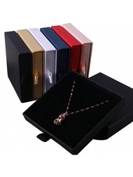 1入薄款牛皮紙抽屜式珠寶盒,內含賀卡、頸鏈、手鍊,情人節派對禮盒