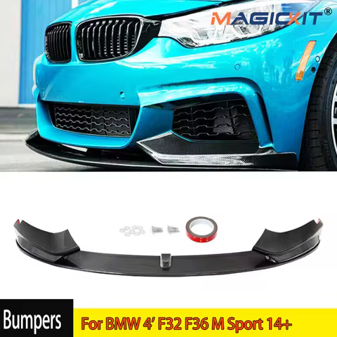 MagicKit Carbon Fiber Style Front Bumper Spoiler Splitter For BMW 4' F32 F36 M Sport 14+