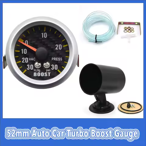 -30~30 PSI Auto Car Turbo Boost Gauge + Sensor with Gauge Pod Holder for 4/6/8 Cylinder Gasoline Car