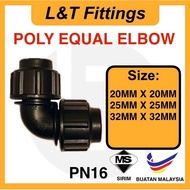 EQUAL BEND POLYPIPE ELBOW CONNECTOR POLYPAIP PENYAMBUNG PAIP POLY 20mm/25mm/32mm