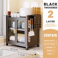 JSF Dish Cabinet 2/3-Tier Dish Rack Dish Drainer Dish Organizer Storage Shelf Cabinet Kitchen Dish R