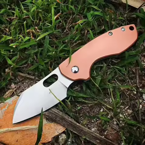 Quality OEM Folding Knife copper+steel Handle with 8cr13mov Blade Pocket Camping Knife EDC hand Tool