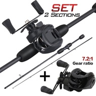 Malaysia Fishing Rod Set 2 Sections Fishing Rod 7.2:1 Gear Ratio Baitcasting Reel For Freshwater Fis