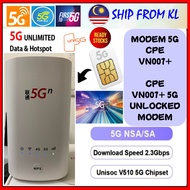 5G MODEM  CPE VN007+  HIGH QUALITY ( 2.3Gbps 4LAN 64 WIFI) for all 5G MALAYSIA YES 5G UNXFI 5G CXLCO