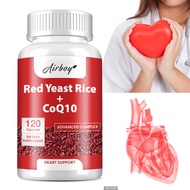 Airboy Red Yeast Rice Coenzyme Q10 Supplement, 1200 mg - 30/60/120 capsules, 100% Vegan, Dietary Sup