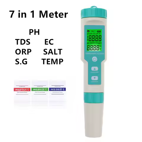 COM-600 7 in 1 PH TDS EC ORP Salinity S. G Temp Meter Water Quality Monitor Tester IP67 for Drinking