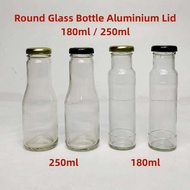 Round Glass Bottle / Juice Bottle / Sauce Bottle / Botol Kaca / Cheesebomb botol 180ml & 250ml