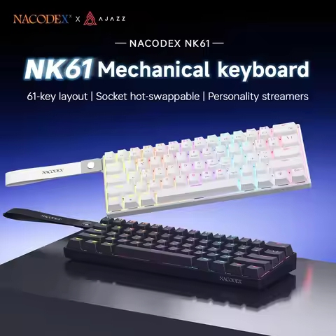 AJAZZ NK61 61-Key Wired Mechanical Gaming Keyboard, Red Switches, Hot-Swappable
