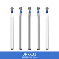 5pcs Dental Diamond Strawberries Dental Burs 25mm FG Extra Long 1.6mm for High Speed Handpiece Milli