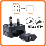 2 Pin US/China/Euro to 3 Pin UK Converter Plug | 2 in 1 China/Euro plug adapter | 5A Fuse Travel Ada