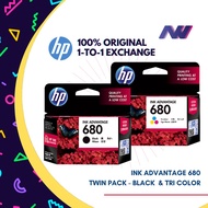 (Ready Stock) HP 680 INK CARTRIDGE F6V27AA / F6V26AA 100% ORIGINAL (BLACK / TRICOLOR) - HP PRINTER