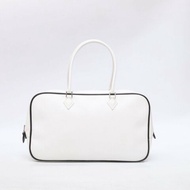 HERMES 01白色Epsom皮框J銀扣愛馬仕hermesPlume28白色手提包肩背包