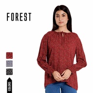Forest Blaus Perempuan | Forest Ladies Floral Pattern Crepe Blouse - 822389