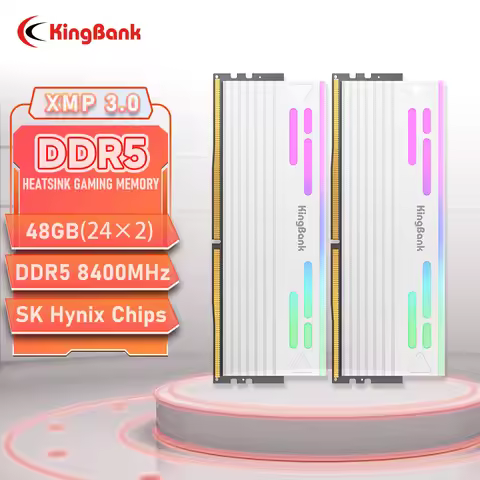 KingBank 48GB 24Gx2 White RGB DDR5 8400MHz Memory Kit CL38 Hynix M die High-Speed Computer RAM with 