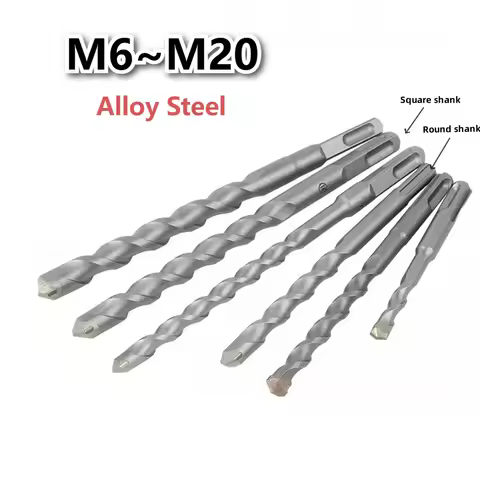 Square Round Shank Electric Hammer Drill Bit Cement Wall Concrete Impact Drill Bit Alloy M6 M6.5 M8