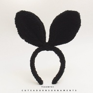 Exaggerated Black Big Rabbit Ear Headband Influencer Girl Photo Hairpin Cute Plush Cartoon Headwear 