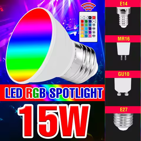 220V RGB Lamp E27 LED Spot Light GU10 LED Bulb GU 5.3 bombillas Colorful Light E14 Magic Led Bulb MR