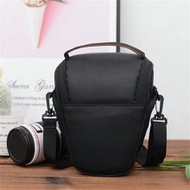 Black Triangular Camera Bag, Minimalist Design, Shoulder/Crossbody Digital Camera Bag, Adjustable St