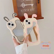 Cute 3D Rabbit Mirror Phone Case OPPO Reno 8 7 6 5 Pro 4 SE 7Z 8Z 7 8 Lite A55 A56 5G A3 A5 A9 A31 2020 F11 A3S R17 R15 Silicone Shockproof Ins Japan Soft Back Cover