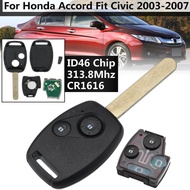 2ปุ่มกุญแจรีโมท313.8Mhz W/ID46ชิปสำหรับเซ็นเซอร์ Honda Accord Civic 2003-2007-