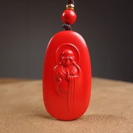 This year Buddha glass pendant necklace pendant pendantNatural Cinnabar Big Belly Maitreya Buddha Pe