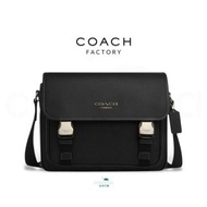 👜Coach RACER經典Logo郵差包/肩背包/斜背包 黑色CU110