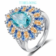 8CT Pear Aquamarine High Carbon Diamond Ring for Women 925 Silver Engagement Fine Jewelry